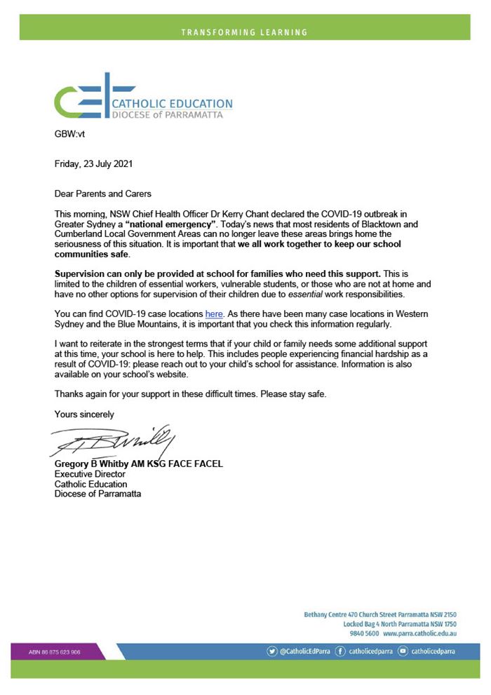 Announcements and Parent Alerts Nagle Blacktown