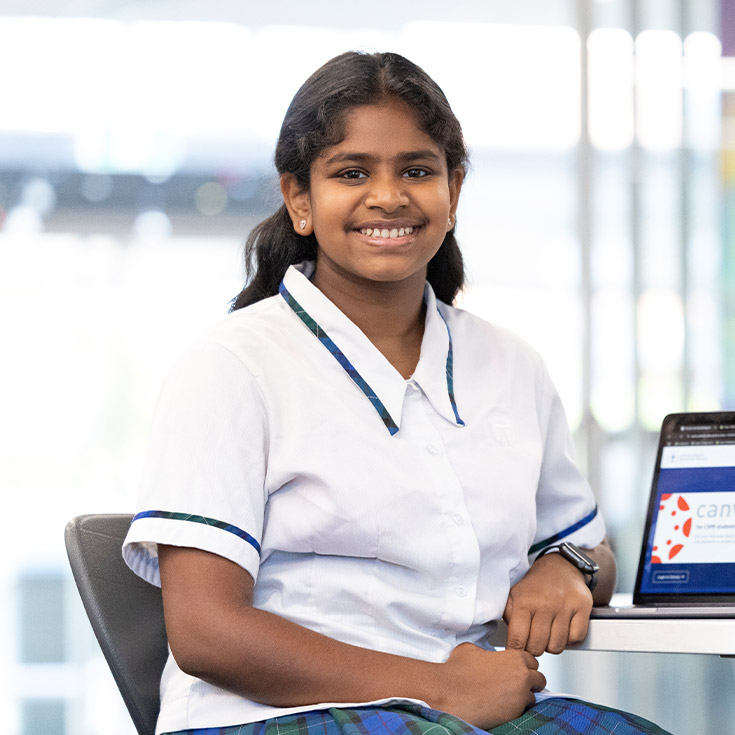 Nagle Catholic College student on a laptop