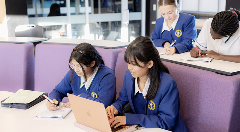 Nagle Catholic College South Blacktown students learning in booth