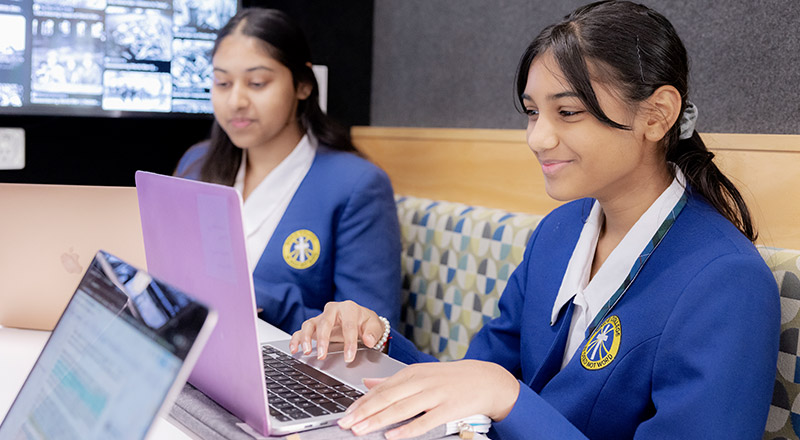Nagle Catholic College South Blacktown students using laptop