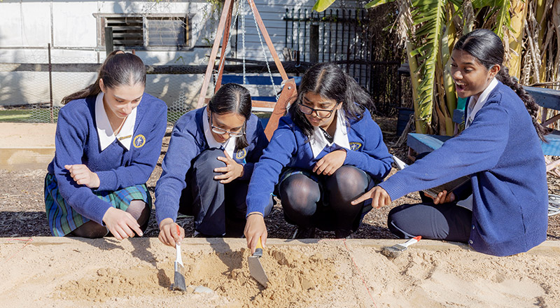 Nagle Catholic College South Blacktown students practicing archaeology