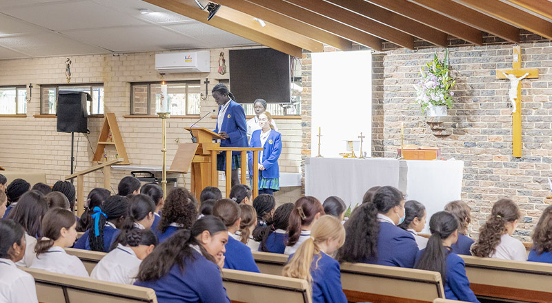 Nagle Catholic College South Blacktown students inside local church