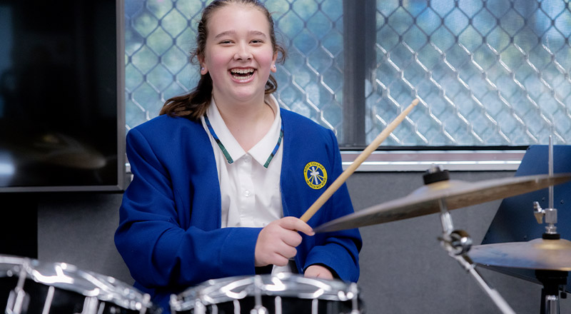 Nagle Catholic College South Blacktown student learning drums