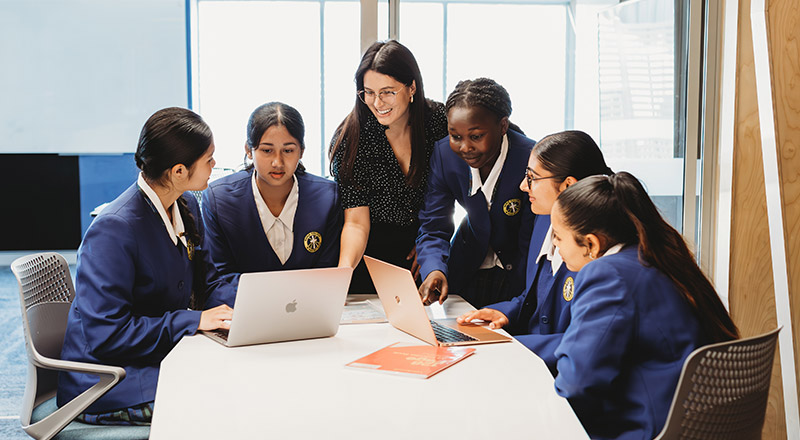 Teacher inspiring students at Nagle Catholic College Blacktown