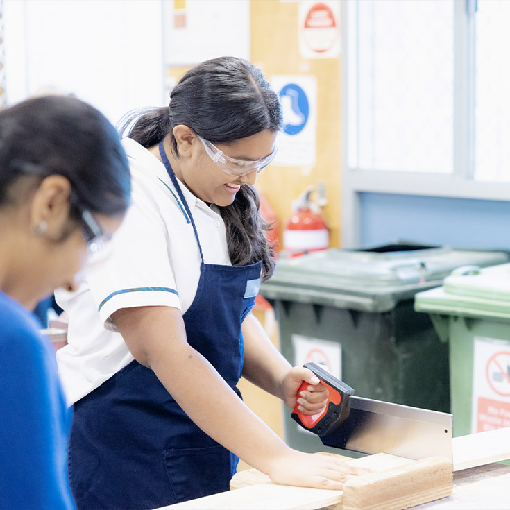 Nagle Catholic College South Blacktown students in woodwork room
