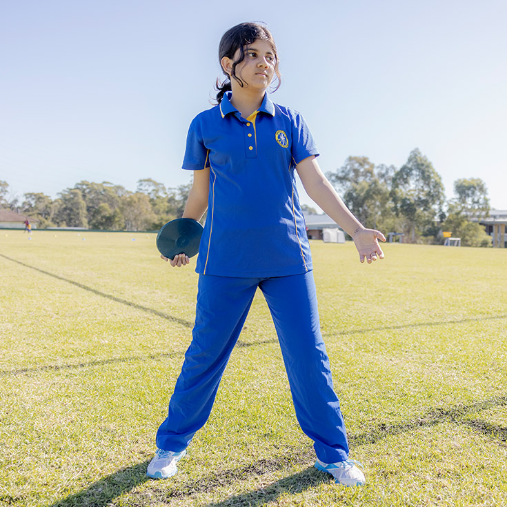 Nagle Catholic College South Blacktown student holding a discus